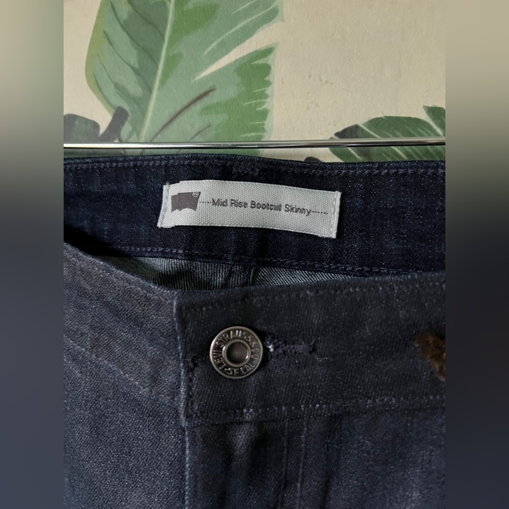 Levi’s Mid Rise Bootcut Skinny Dark Wash Shine Jeans Womens 14 M NWT - Picture 8 of 13